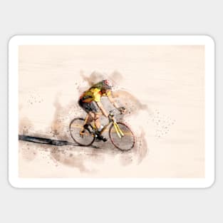 Mountain Cyclist in Watercolor Sticker